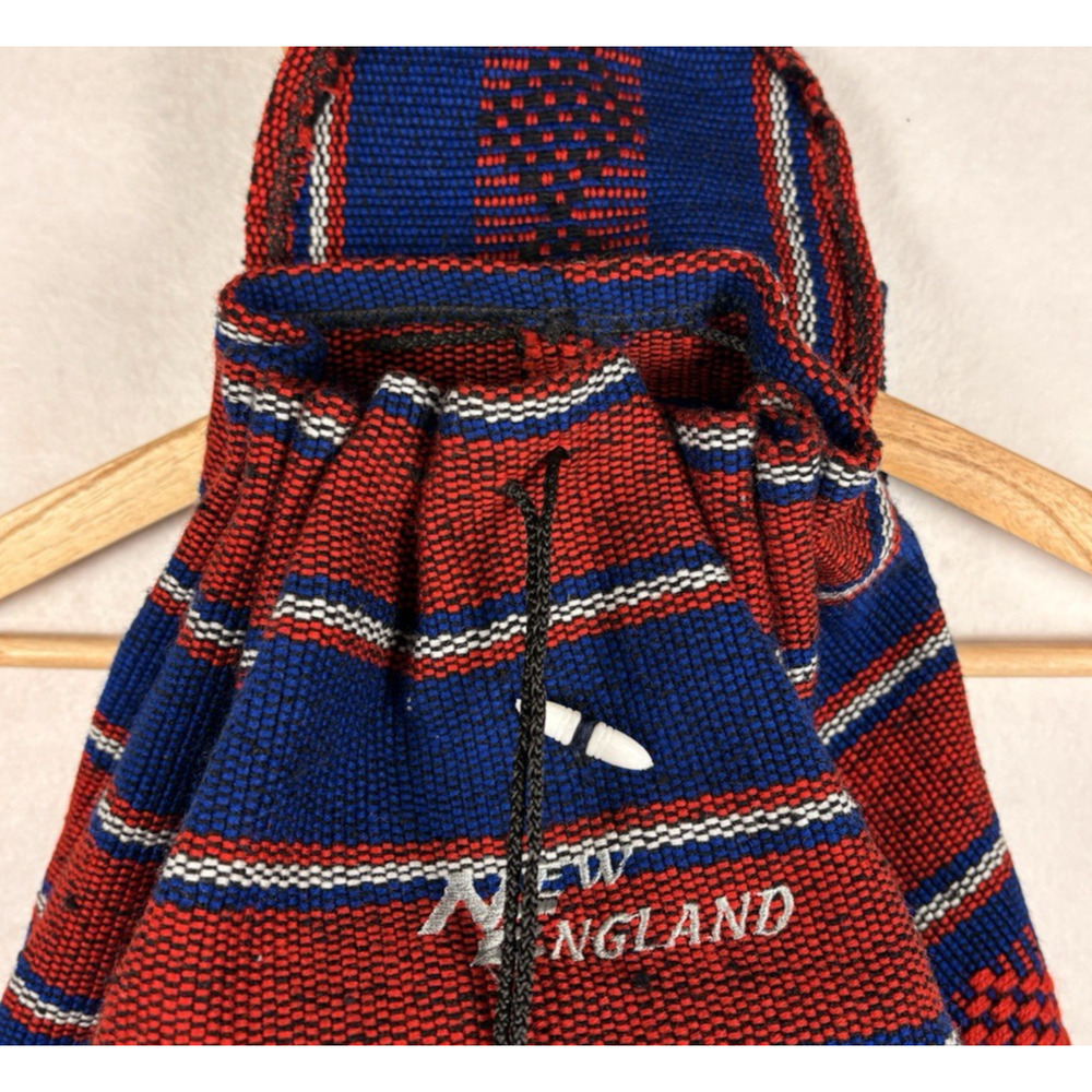 New England Patriots Woven Baja Drawstring Backpack Embroidered Red Blue NFL - Picture 11 of 14